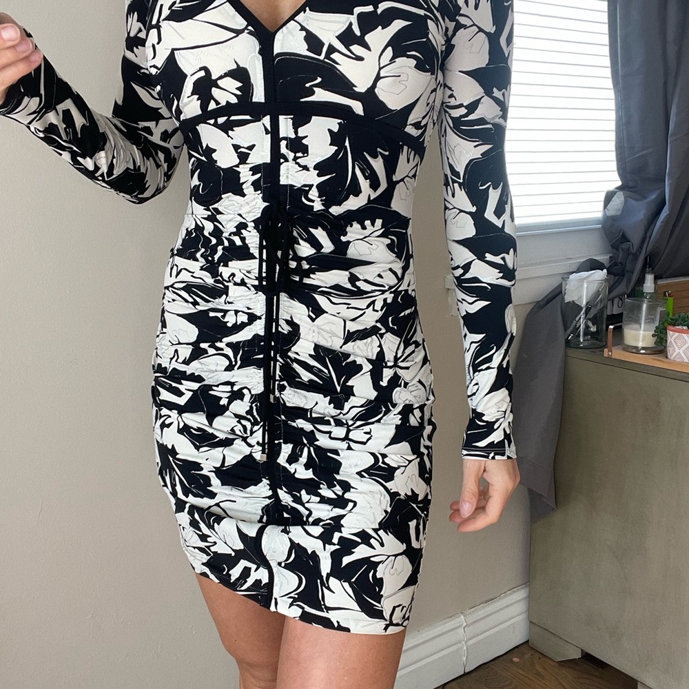 Roberto Cavalli Monochrome Long Sleeve Dress